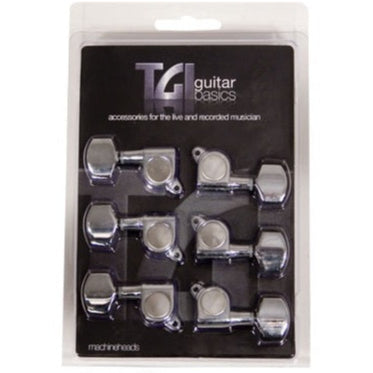 TGI Guitar Machine Tuning Head Set Electric 6 A Side Chrome M6 Style