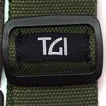 TGI Guitar Strap Woven Green With Leather Ends