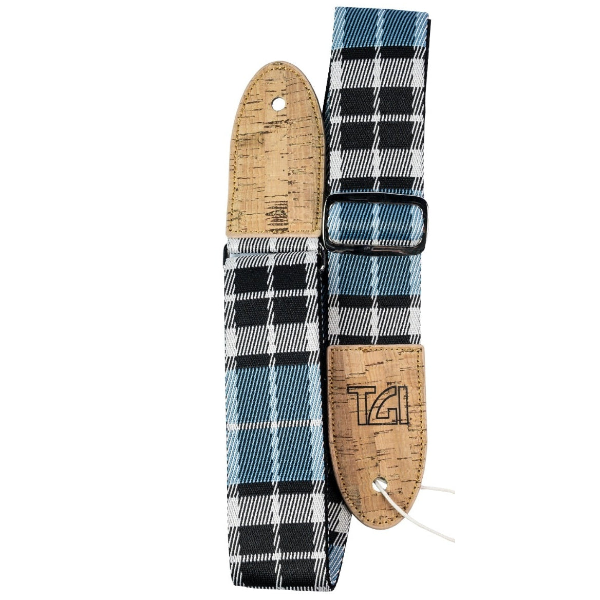 TGI Guitar Strap Woven Cotton Vegan Blue Tartan