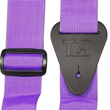 TGI Guitar Strap Woven Purple With Leather Ends